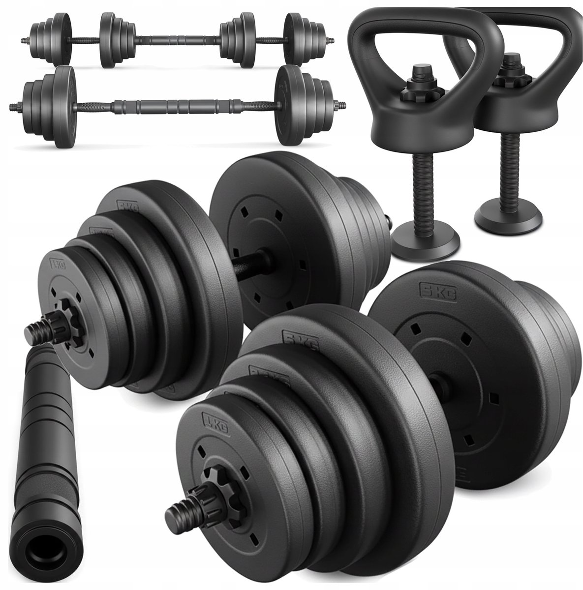 Verstelbare Halterset 40kg: Halsters, Barbell & Kettlebell Functie