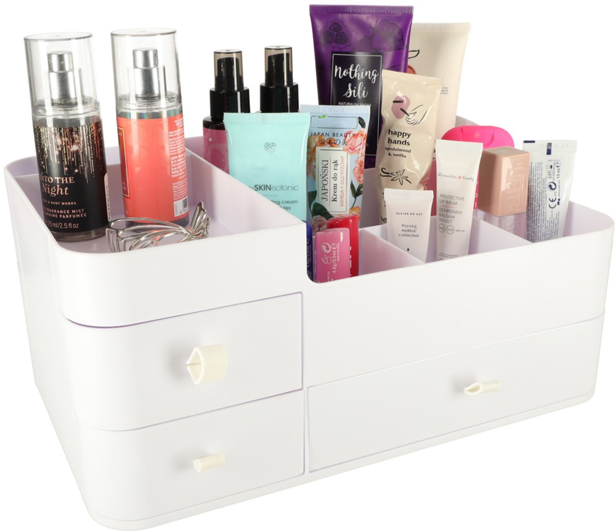 IKONKA Make-up organizer - 3 laden en 7 vakken - Wit - 34 x 22 x 15 cm