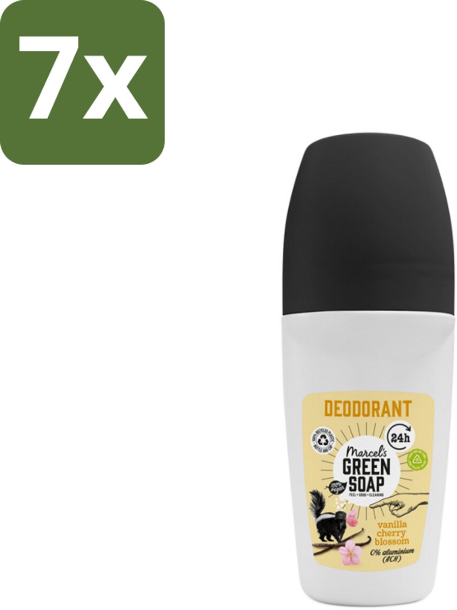 Marcel's Green Soap - Deodorant Roller - Vanilla & Cherryblossom - Langdurige frisheid - 50 ml - Bulkverpakking - 7 stuks