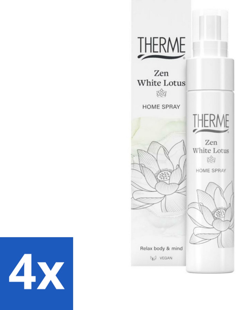 Therme - Zen White Lotus - Interieurspray - Langdurige Geur - Aromatisch - 60ml - Voordeelverpakking - 4 stuks