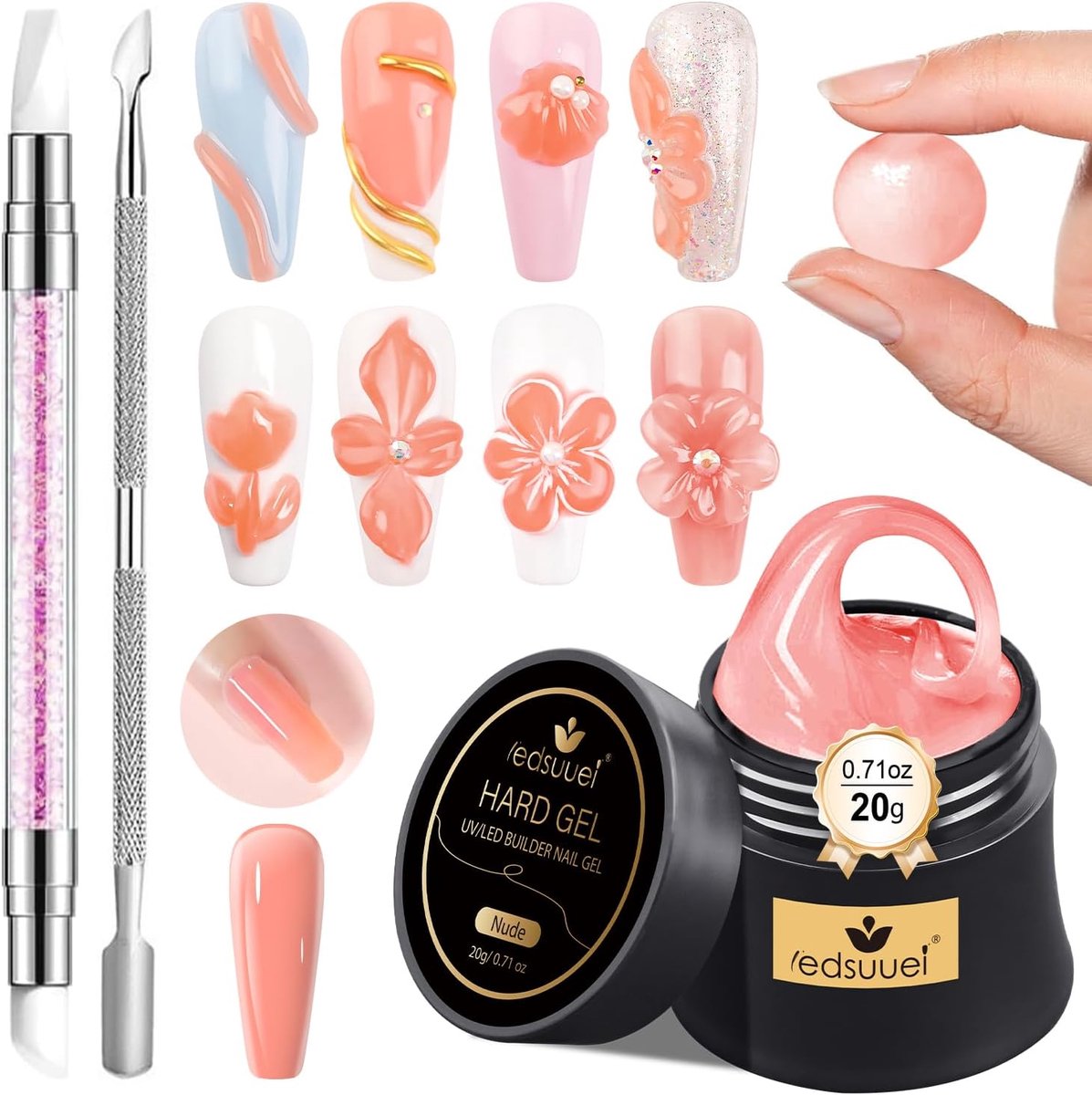Nude Builder Gel Nagelkit - 20 g Harde Gel Nagelverlenging - Perfecte Nagelkunst - Voor Professionele Afwerking - ShopVlot