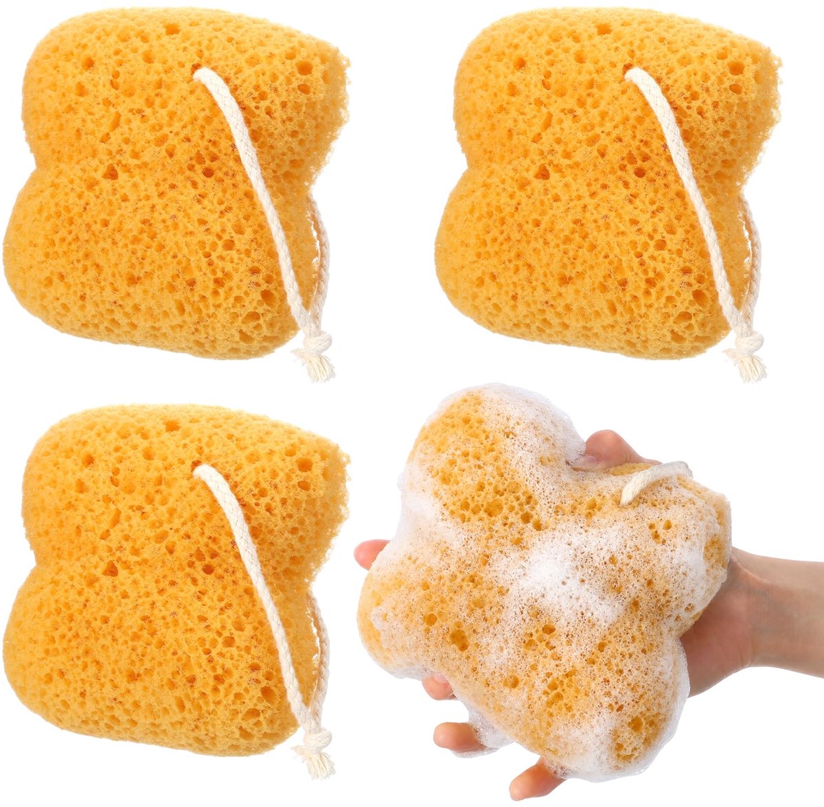 Douchespons 3 stuks - natuurlijke badspons - zacht materiaal - ideaal voor een ontspannende douche - ShopVlot