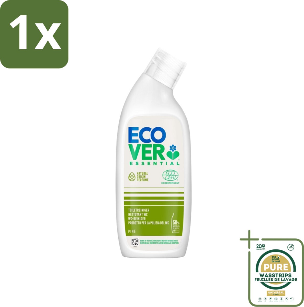 1 x Ecover - Toiletreiniger Essential - Dennenfris - 750 ml- Toiletreiniger - Natuurlijke Reiniging - Dennenfris - Kalkverwijdering - Plantaardige Reiniging