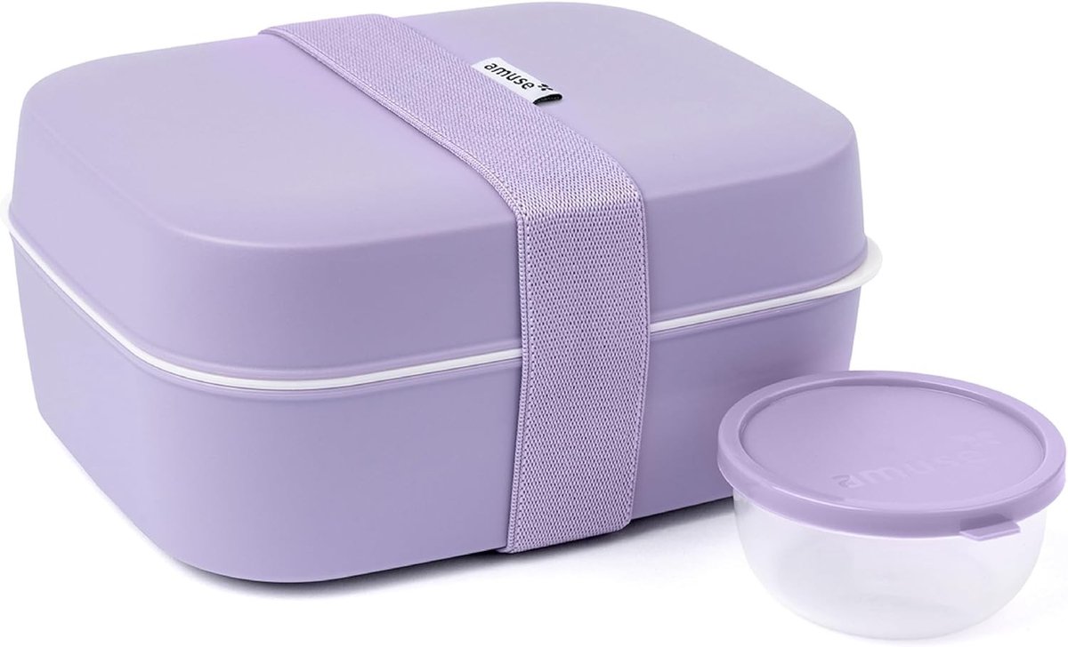 3-in-1 Broodtrommel - Lavender - Voor Volwassenen - Luchtdichte Bento Lunchbox met Vakken