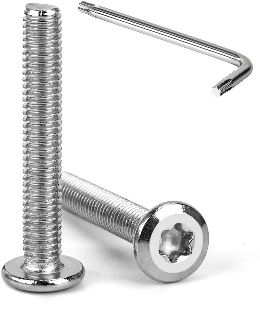 Tunejoy Flat Torx Head Screws M6 x 40mm Hex Head Screw A2 V2A Furniture Screws with T30 Key Full Thread 20 Pieces - ShopVlot