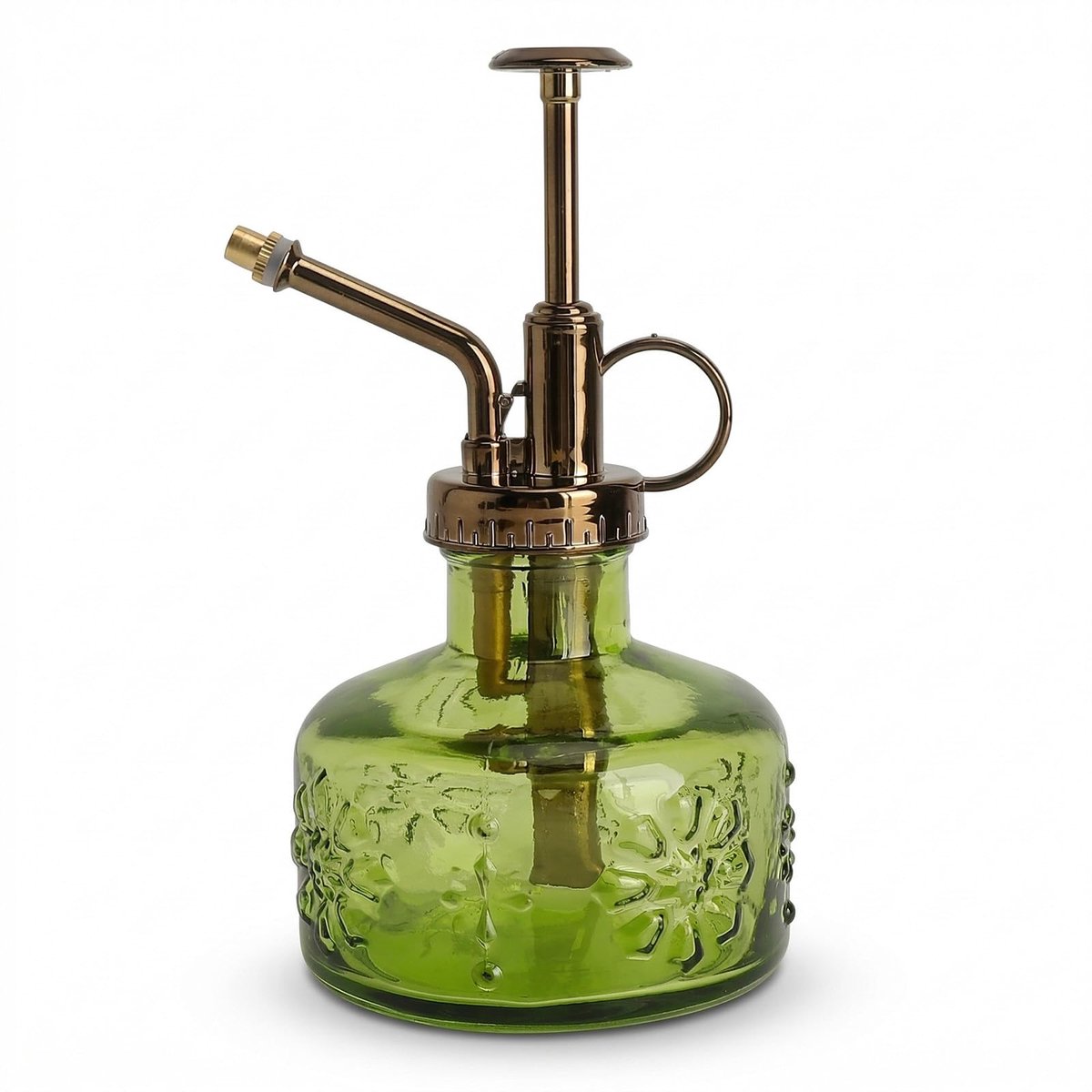 Famanu – Decoratieve gieter voor kamerplanten, retro glazen spuitfles met druksproeier, 15,5 x 8,4 cm, voor nauwkeurig begieten van bloemen en kleine planten