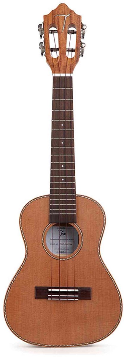 TOM 790 Thinline Concert Ukelele met Massief Red Cedar Bovenblad en Luxe Hoes