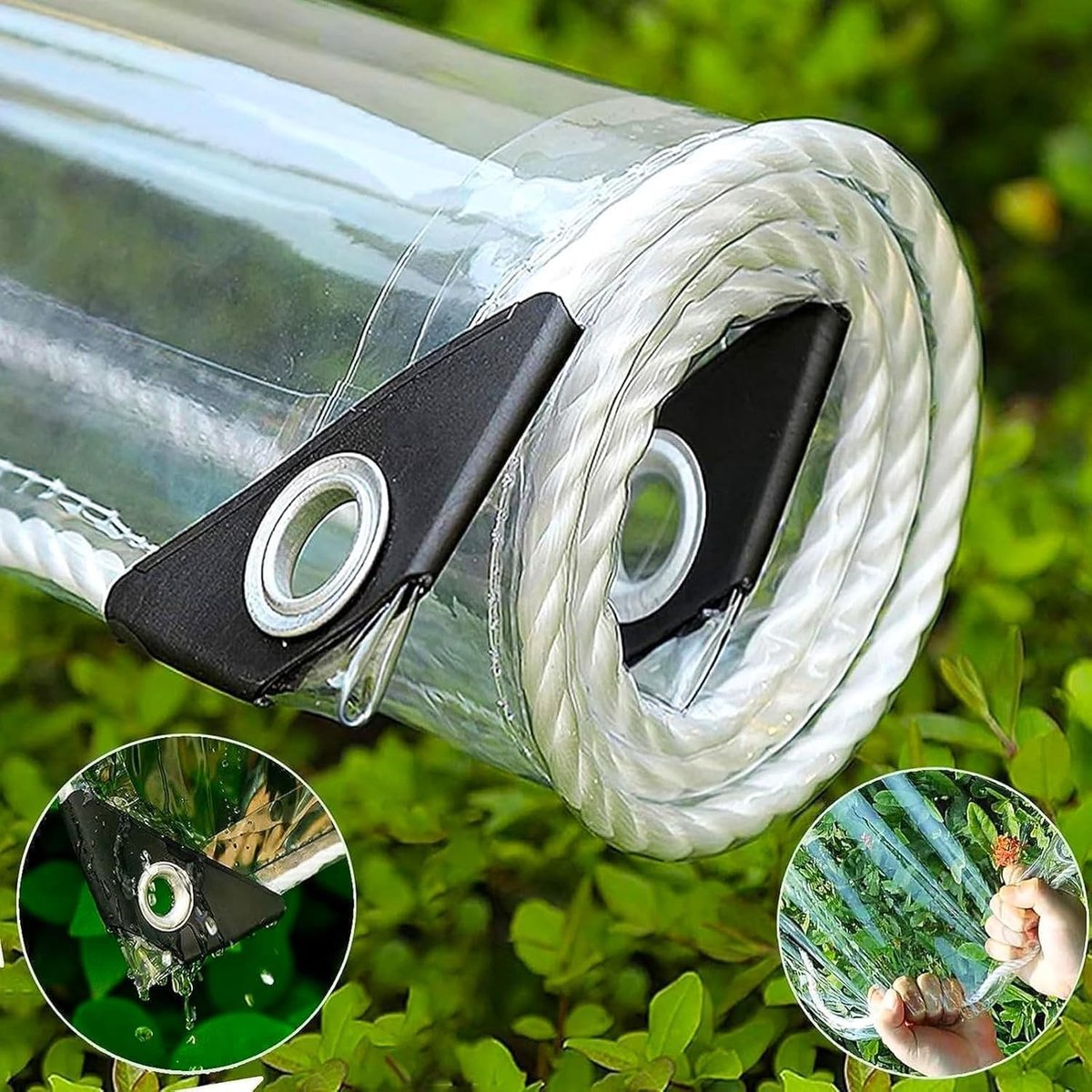 Waterdicht transparant tentzeil - Transparant - 1x2 m - PVC Dekzeil met Oogjes - Voor Tuin en Buitenbescherming