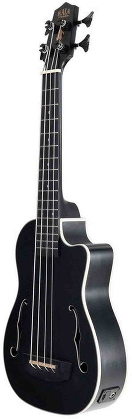 Kala Journeyman Black U•BASS® bas ukulele – Mahonie, Matte Zwart, F-Holes, Elektrisch-Akoestisch met EQ en Gigbag