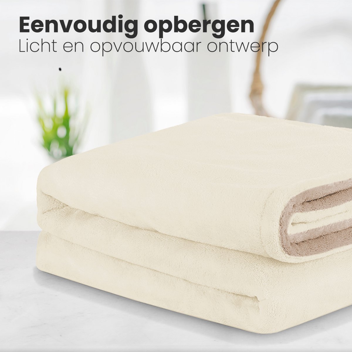 Auronic Elektrische Bovendeken - 160 x 120 cm - 1 Persoons Omslagdeken - 3 Warmtestanden met Timer & Automatische Uitschakeling - Verwarmingsdeken - Wasbaar - Beige – foto 7