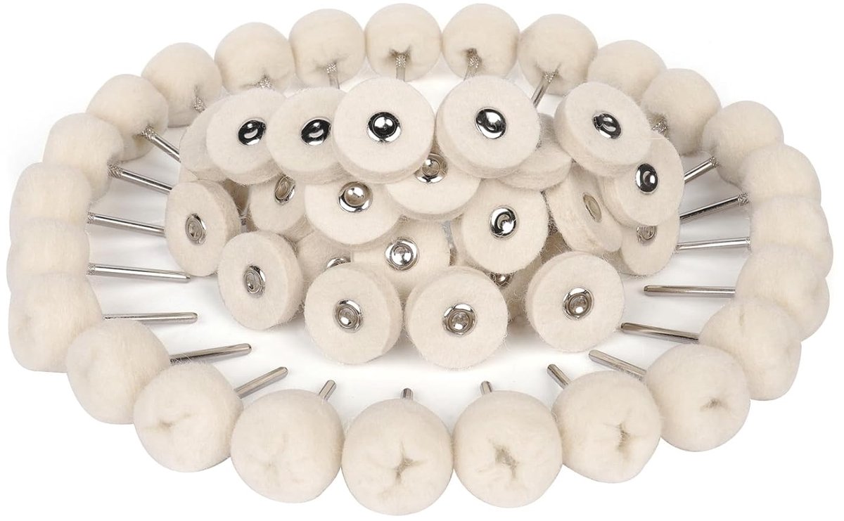 50 Pieces 25 mm Polishing Pads Felt Polishing Tools Wool Felt with 1/8 Inch Handle for Dremel Fine Polishing Jewellery - ShopVlot