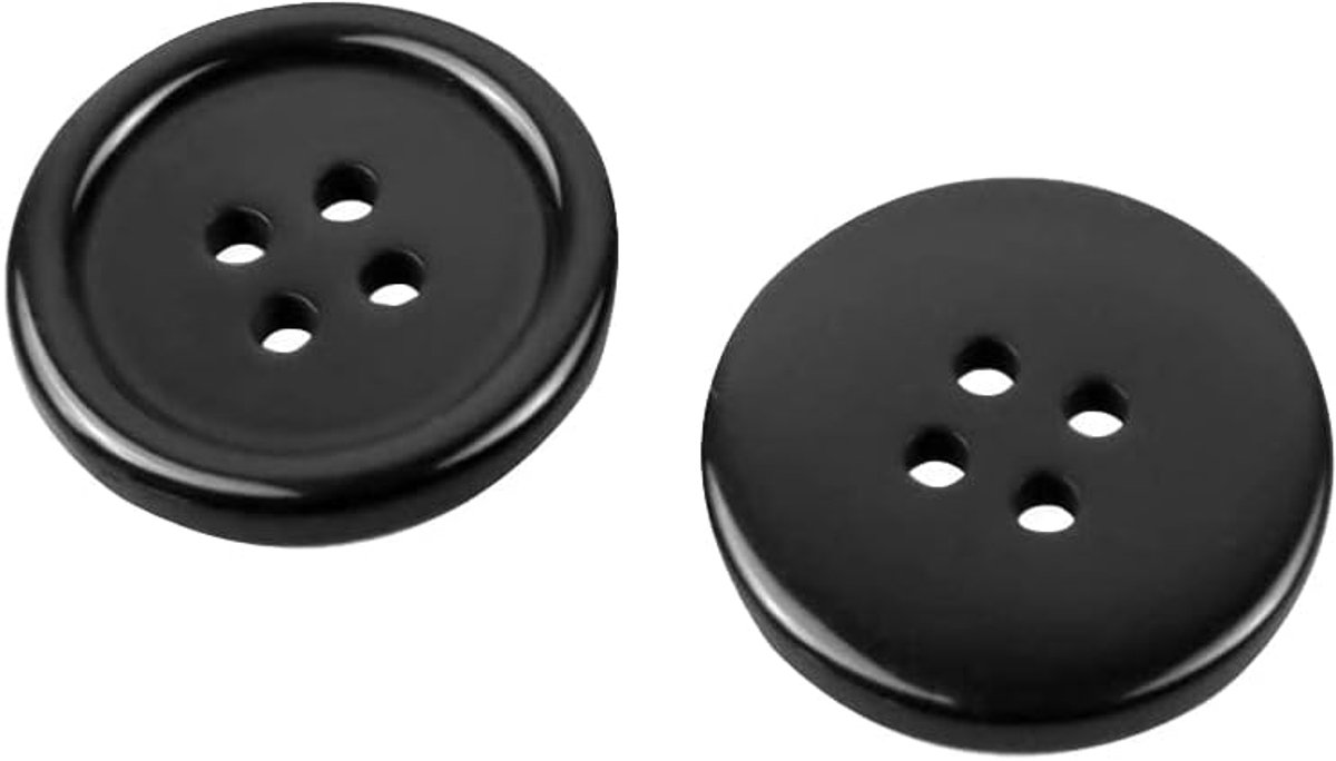 20pcs resin buttons black round knob 25mm 4 holes - ShopVlot