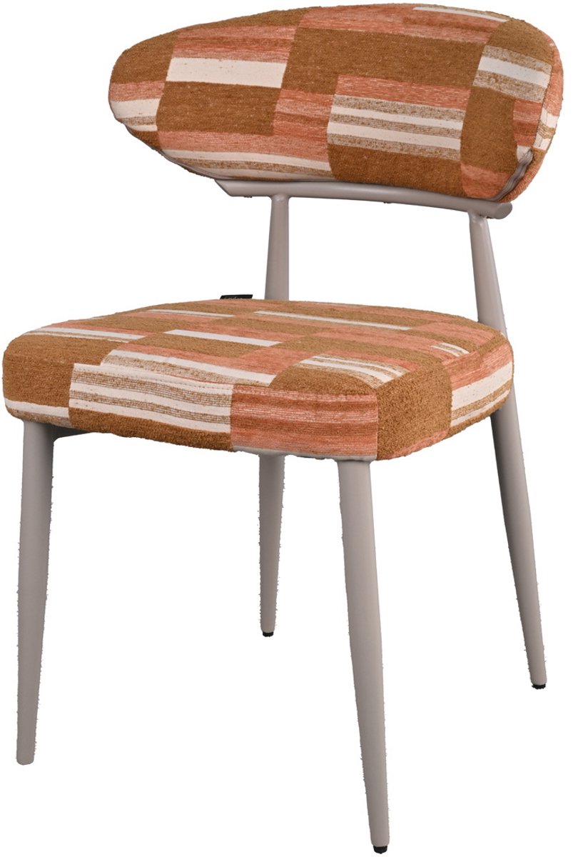 DÉJA Living Eetkamerstoel Nora - Terracotta/Greige Stof - Set van 2