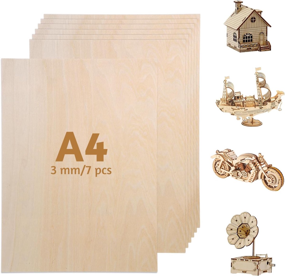 Plywood platen 3 mm - lindenhout - 300 x 200 mm - ideaal voor schilderen - ShopVlot