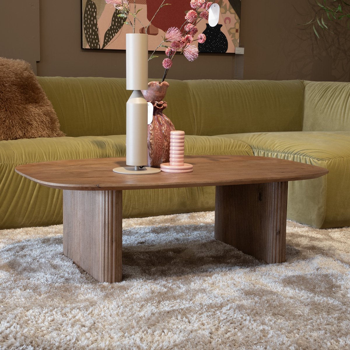 Giga Meubel Salontafel Juro - Deens Ovaal Naturel Hout - 120x70x38cm