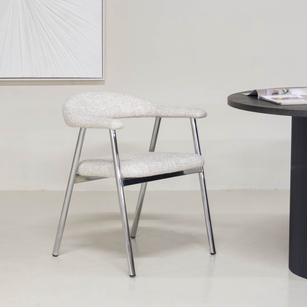 DÉJA Living Eetkamerstoel Sorø - Beige/Chrome - Set van 2