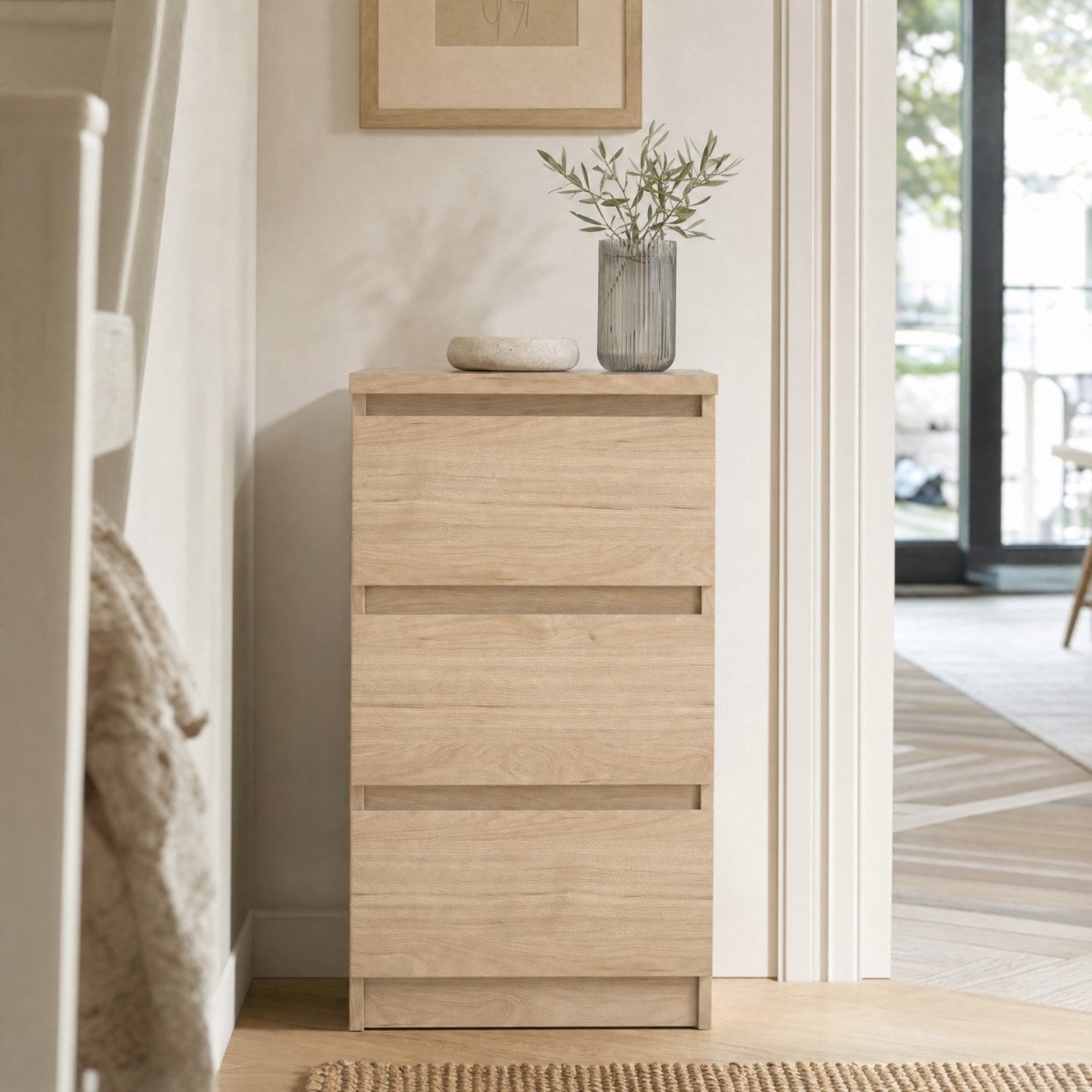 Nachtkastje Ylva 3 lades Hickory - Giga Living