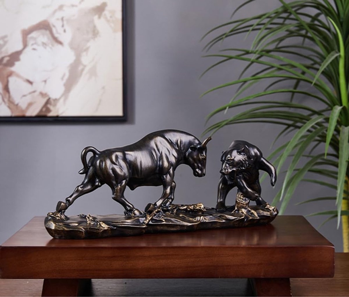 Taurus and Bear Statue, Resin Abstract Table Decor, Stock Exchange Decor, Gifts for Financial Investment Managers - ShopVlot