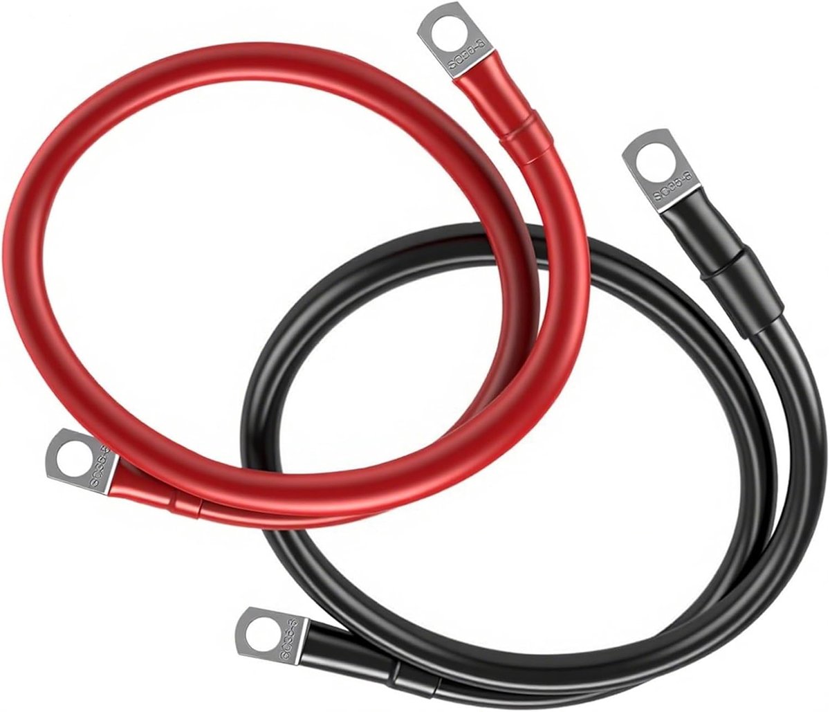 Accukabel M8 50 cm - 12 V 5 AWG - Rood en Zwart - Ideaal voor auto en motor - ShopVlot