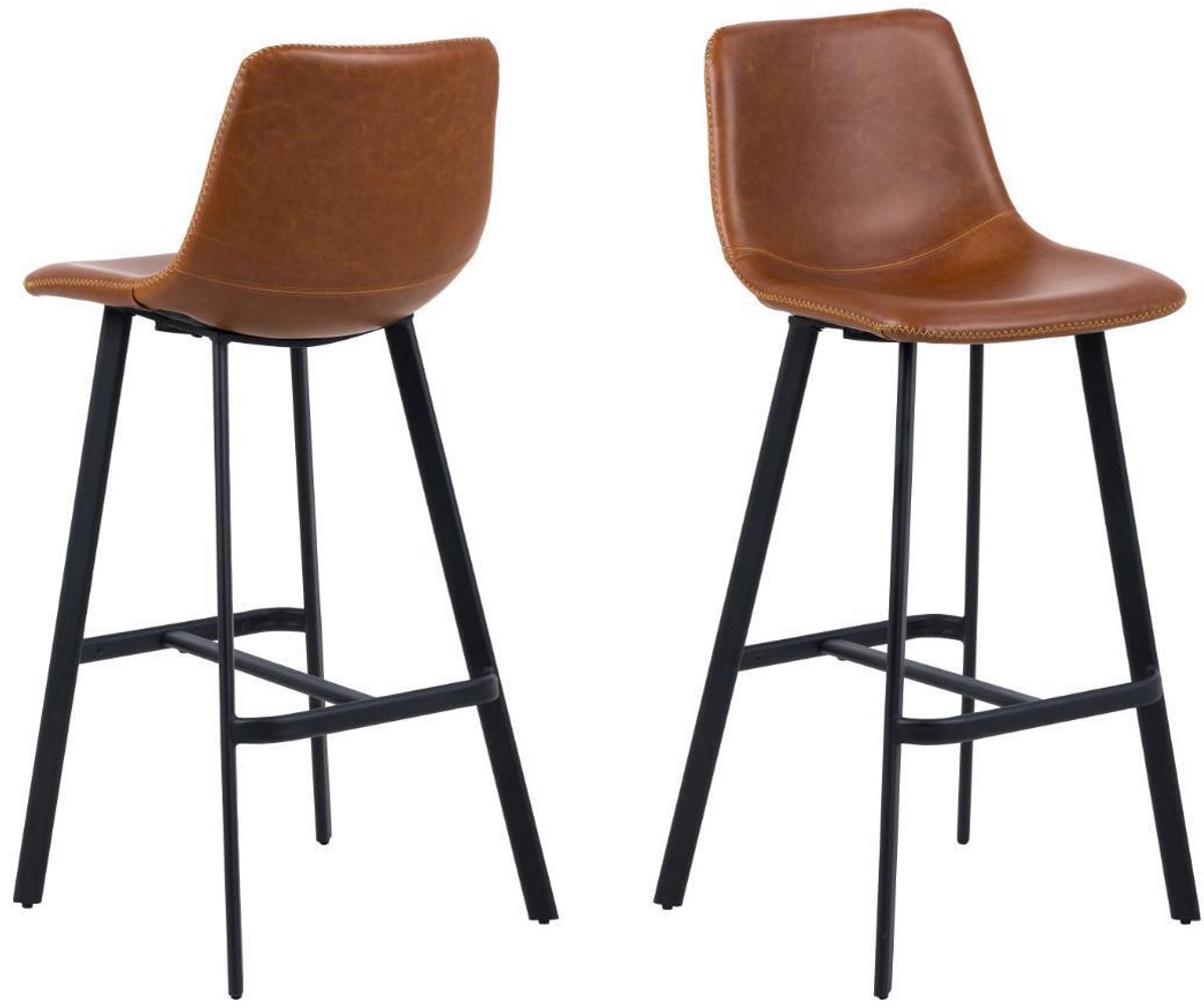 Barkruk Cognac Kunstleer - Zithoogte 76,5cm - Regina - Giga Living - Set van 2