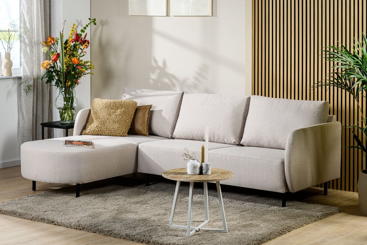 3-Zits Bank Beige - Stof/Textiel - 240x170x80cm - 3-Zits Bank Urban - Giga Meubel