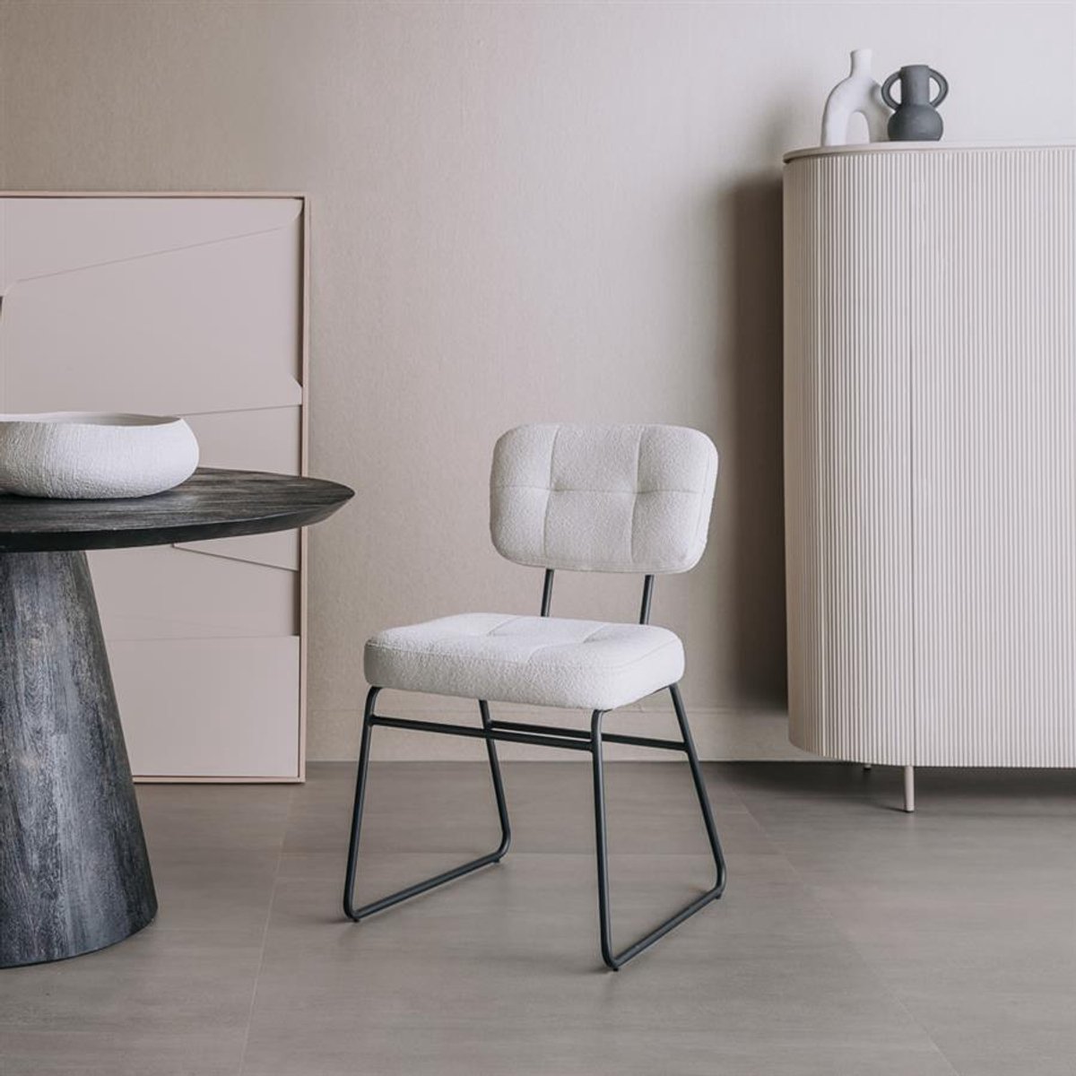 Tower Living Eetkamerstoel Padola - Naturel Stof - 62x51x88cm