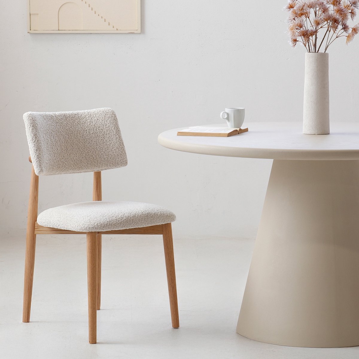 Giga Meubel Eetkamerstoel Nova - Eikenhout/Polyester - Beige - Set van 2