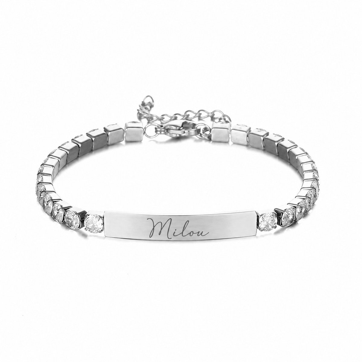 Graveerbare Zirkonia Armband Zilver