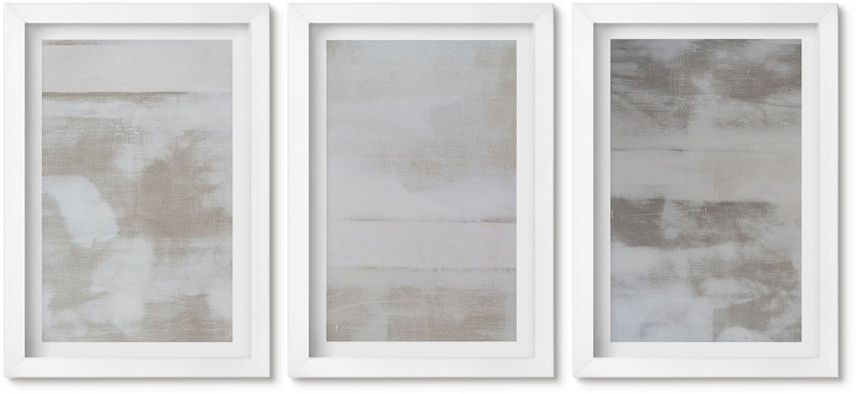 Wallfluent 3-Delige Schilderij Set - Versleten Texturen, Moderne Industriële Stijl - 20 x 30 - Wanddecoratie - Schilderijen Set - Kantoor - Moderne Wanddecoratie