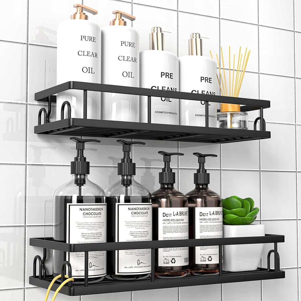 Set van 2 Merkloze Douche- en Badkamerplanken, Zwart