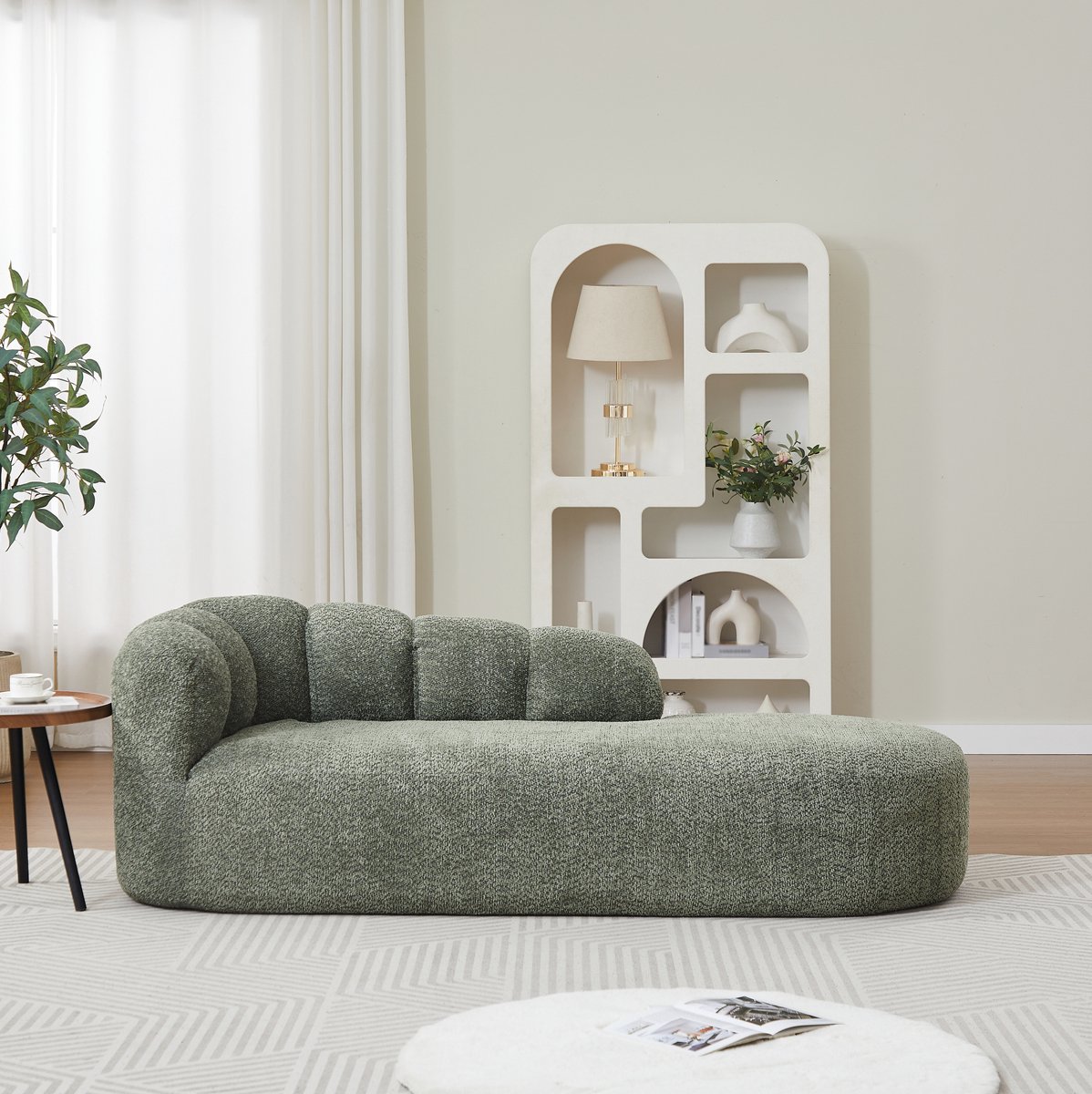 HAUSS SPOLE Chaise Longue - Moderne Golvende Lounge Bank Zonder Armleuningen - Voor Woonkamer, Slaapkamer En Leeshoek - Chenille - Groen