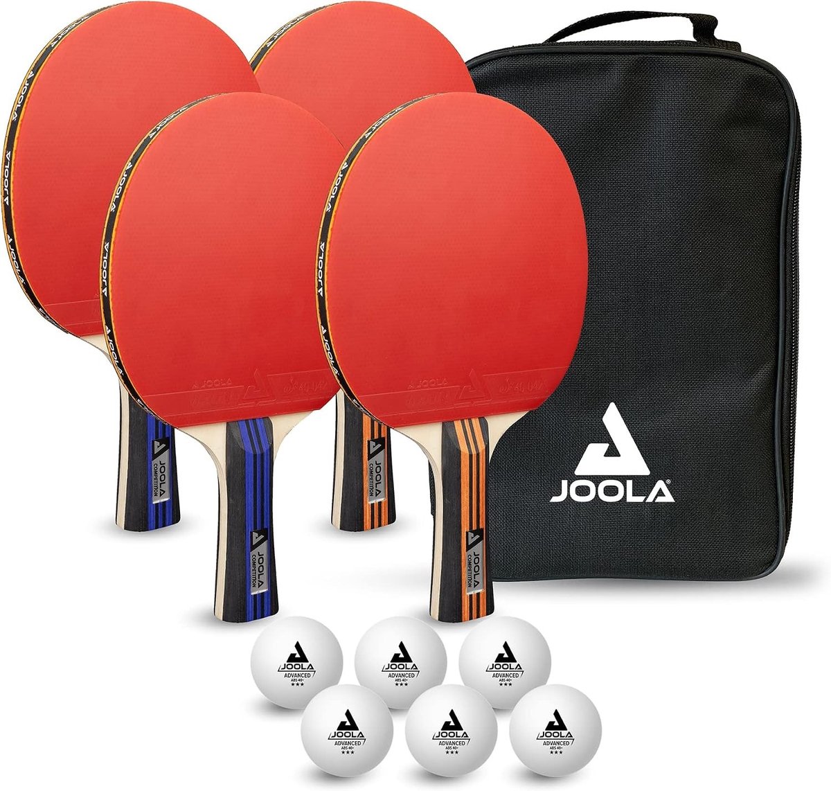 Tafeltennisnetje voor elke tafel - Rood - Compleet 11-delig tafeltennisset met 4 batjes en 6 ballen - Voor gevorderde spelers