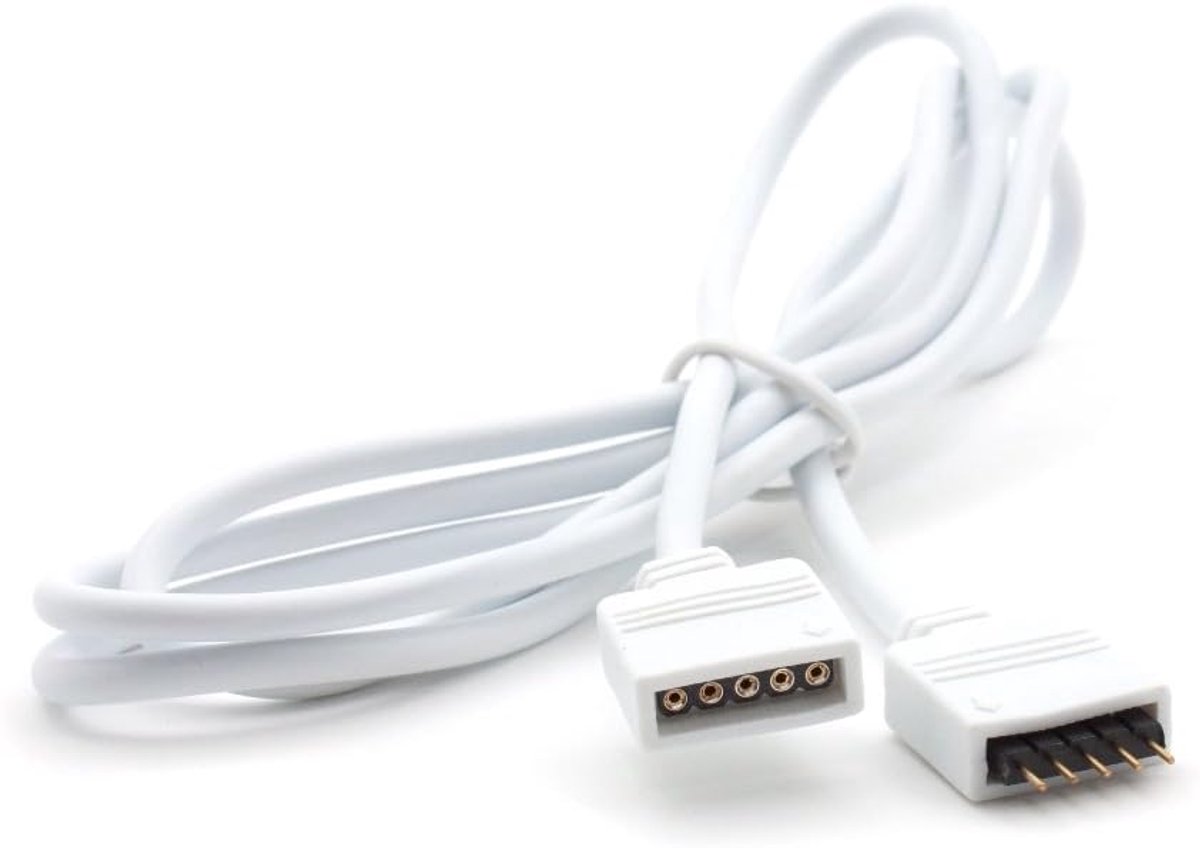 RGBW verlengkabel 1m - 5-polig RGB+W - witte kleur - eenvoudig te installeren - ShopVlot
