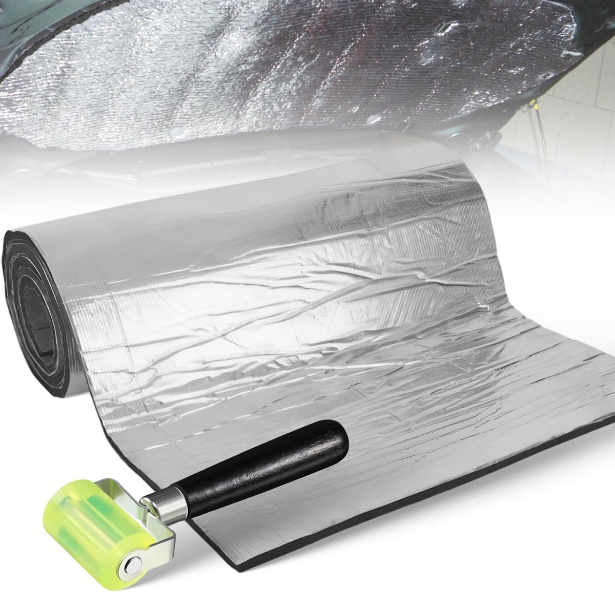 Isolatiemaat auto 40cm x 200cm - Zelfklevend zilver foam - 5mm dik - Geluids- en warmte-isolatie - ShopVlot