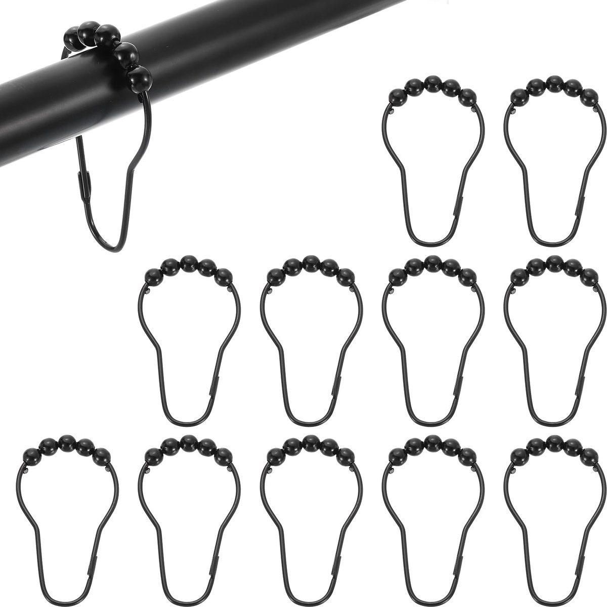 QUARKZMAN 12 stuks douchegordijnhaken, metalen rollen, glijdende doucheringen, gordijnrollen, doucheslothaken voor - ShopVlot