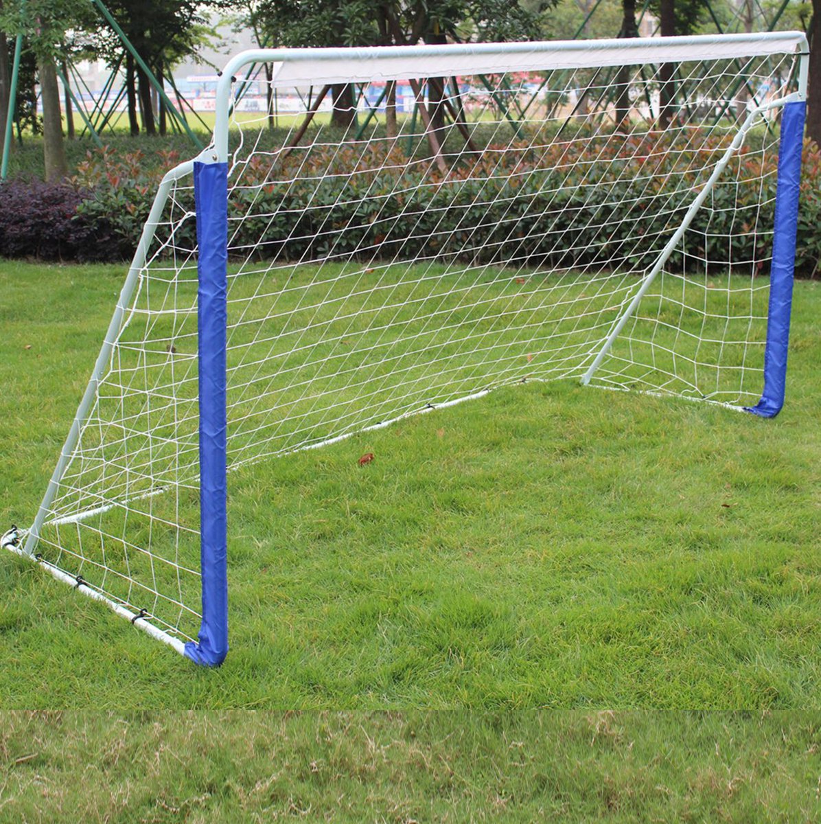 REDOM - Voetbaldoel - Stalen frame - Met net en draagtas - Opvouwbaar - Voor jeugd en volwassenen - Nylon en staal - Blauw - 243,84 x 152,4 x 91,44 cm