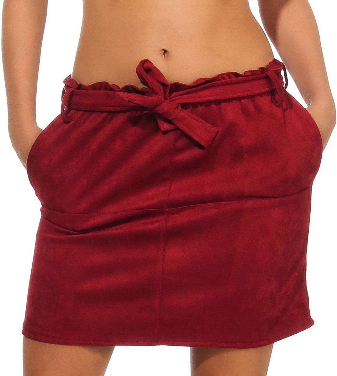 Malito Women's Skirt Winter Skirt in Velour Look Bell Skirt with Pockets A-line Skirt 18196, bordeaux - ShopVlot