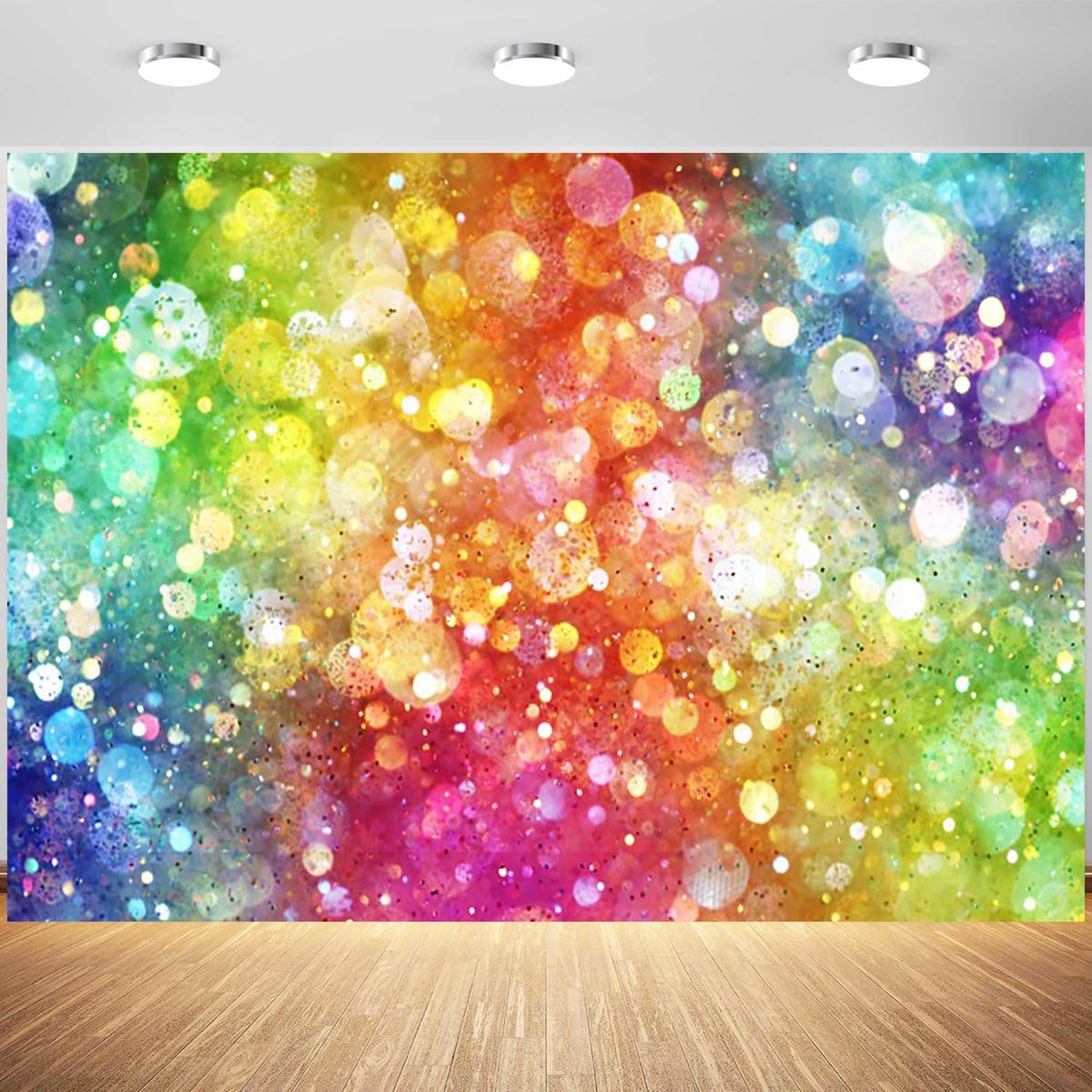 20 x 15 cm Regenboog Achtergrond Kleurrijke Glitter Bokeh Fotografie Achtergrond Gelukkige Verjaardagsfeestje Taart - ShopVlot