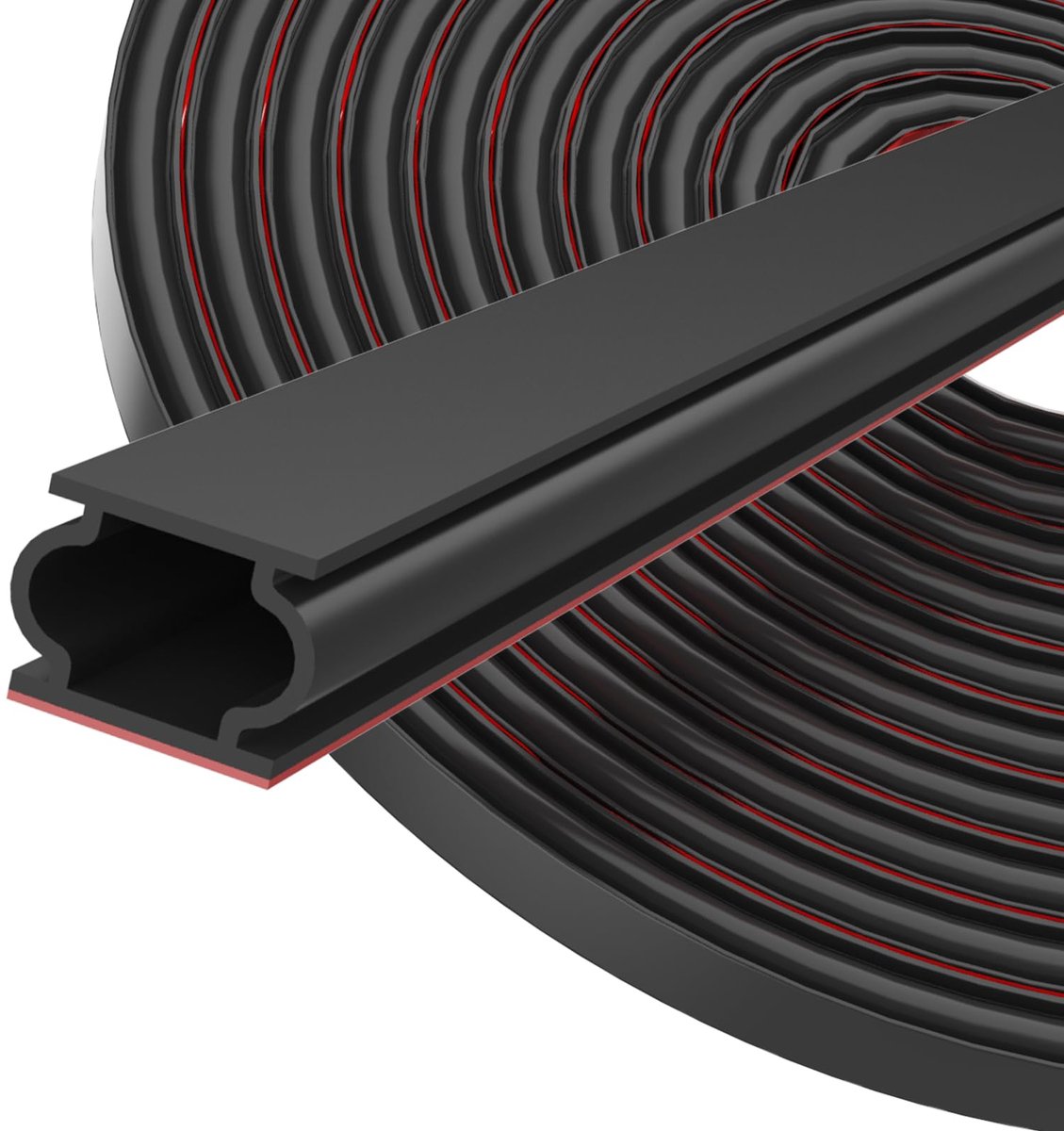 Famanu – Deurafdichting tape, zelfklevend, 12 mm (B) x 8 mm (D) x 10 m (L), flexibel en waterdicht rubberen afdichting in zwart