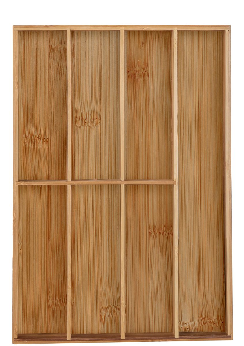 Famanu – Bamboe bestekbak met 7 vakken voor bestek en keukengerei, lade organizer, bestekcassette van 4,5x30,5x44,5 cm, natuurlijk