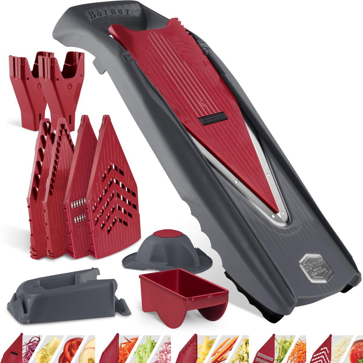 Famanu – Groenteschaaf professionele set met 12 snijsoorten, roestvrij staal, mandoline met dressing-functie, ideaal voor schijven, julienne, blokjes en groentespaghetti