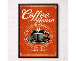 Coffee House Poster - Retro Koffie Collectie - Keuken en Horeca Posters - A2+ 43,2 x 61 cm
