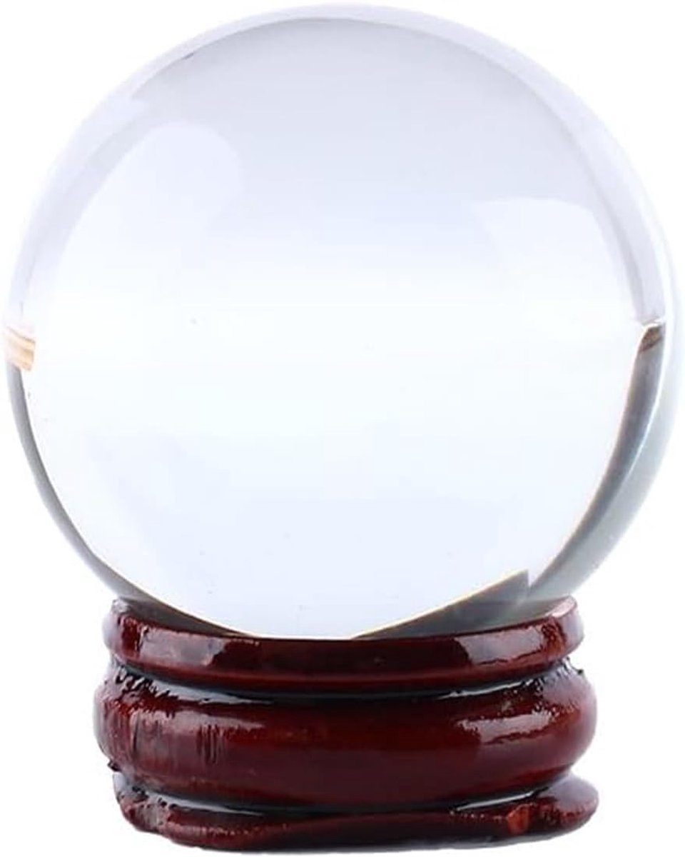 Clear Crystal Ball 40mm Natural Quartz Clear Magic Crystal Healing Ball with Stand Base for Yoga Zen Meditation Home - ShopVlot