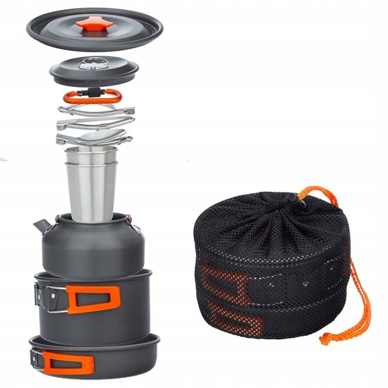 XXL Kampeer Kookset - 19 Delig - Aluminium - Inclusief Pannenset & Ketel — afbeelding 3