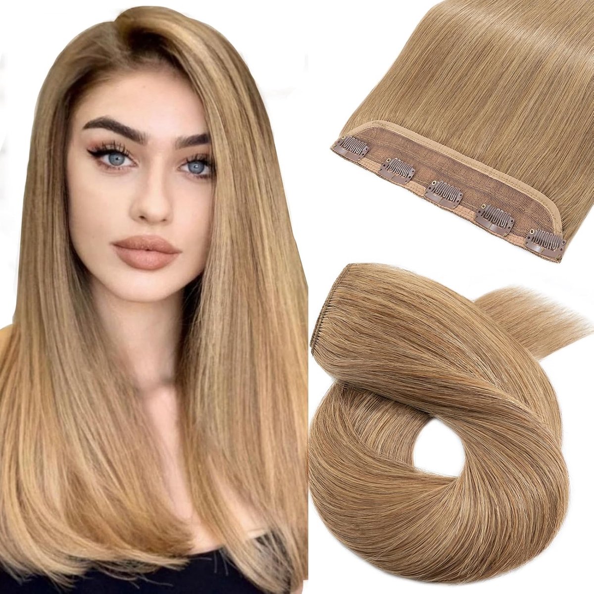 Clip-In Haarextensions 35 cm - 1 stuk Natuurlijk Steil Remy Mensenhaar - Eenvoudig aan te brengen - ShopVlot