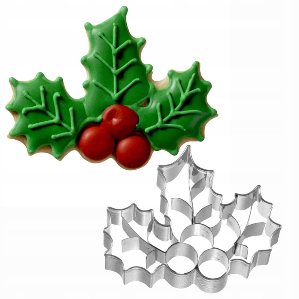 Kerstkrans Ostrokrzev Koekjesvorm 7 cm - Roestvrij Staal