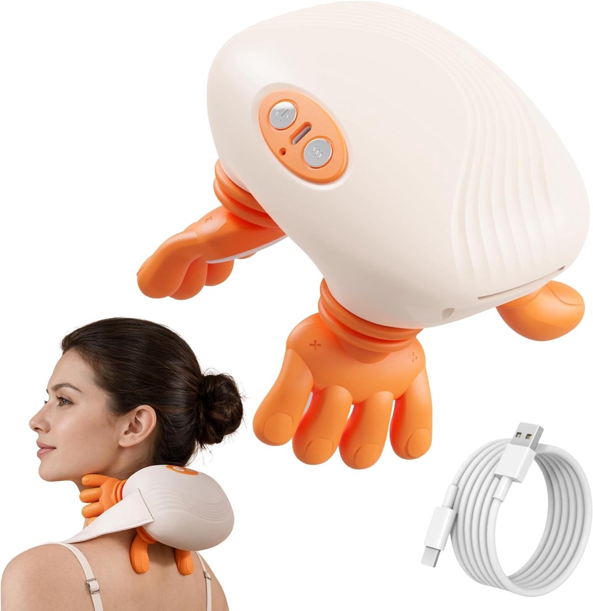 Nekmassageapparaat - Wit - Draadloos met Warmte en 4D Kneedmassage - Voor Nek en Schouders