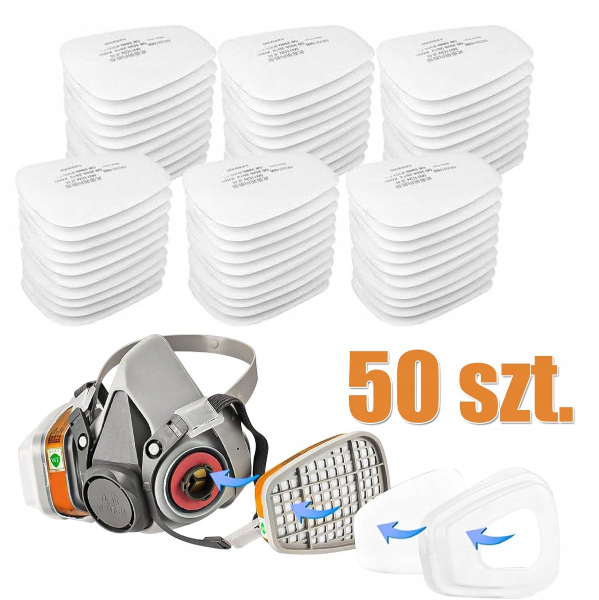 50x Ademmasker Filters 5N11 Katoen voor 6000/6200/7502 Serie