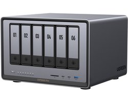UGREEN NASync DXP6800 Pro 6-Bay Desktop NAS, Intel i5 1235u 10-Core CPU, 8GB DDR5 RAM, 128GB SSD, 2 * 10GbE, 2 * M.2 NVMe-aansluitingen, 8K HDMI, 2 * TBT4, Network Attached Storage (schijfloos)