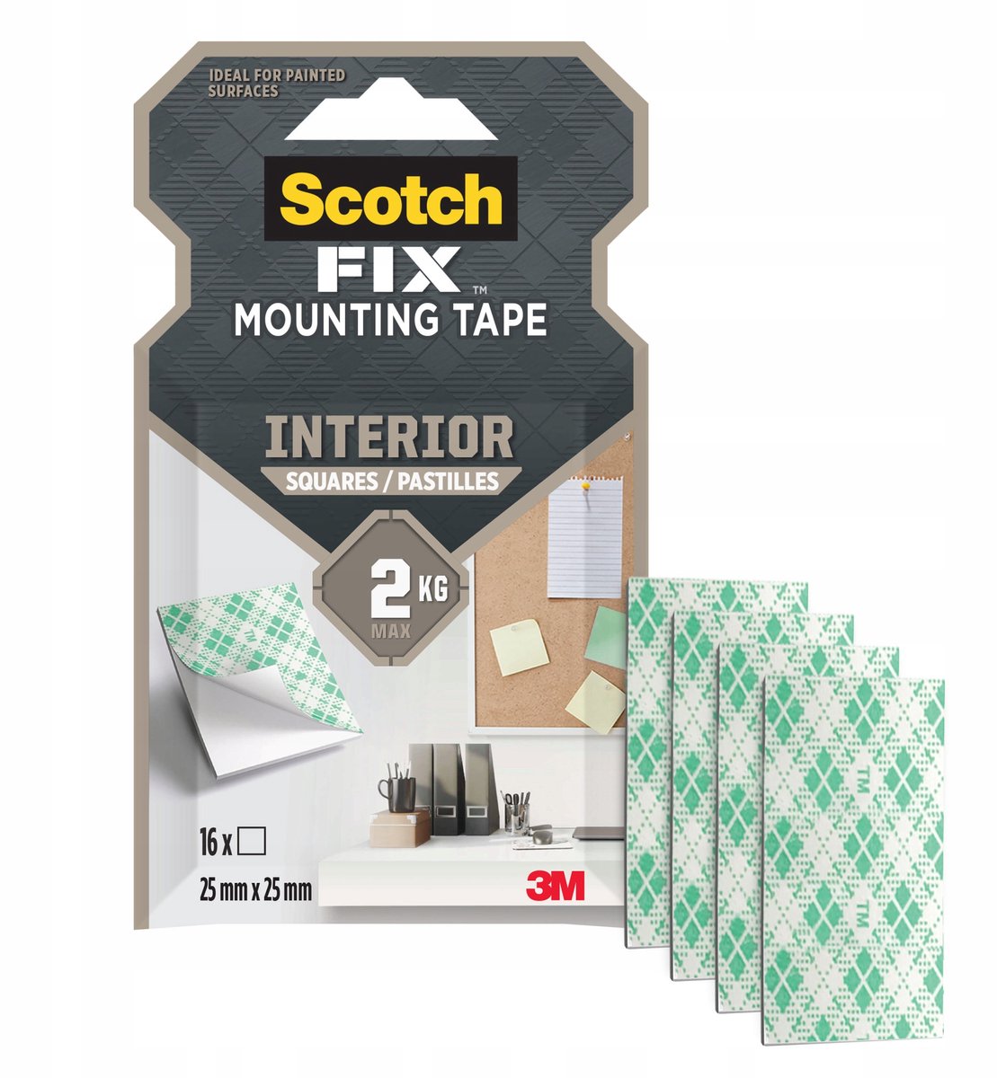 Scotch-Fix montagevierkantjes binnen 25x25mm - 16 stuks